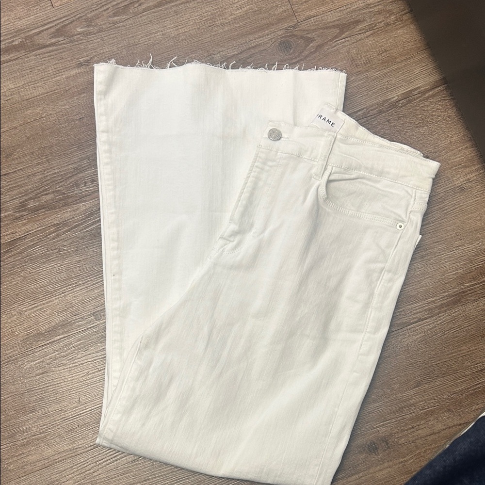 Frame Denim White Le Palazzo Crop
